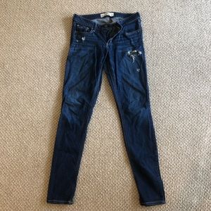 Low rise dark wash skinny jeans